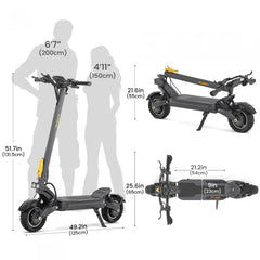 Składana hulajnoga elektryczna Ausom F1 Max, silnik 2*1400W, bateria 60V 20,8Ah, opony 10x3,0 cali, maks. prędkość 72 km/h - dostawca