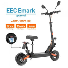 JOYOR S8E, silnik 800W, bateria 48V 26AH, opony 10-calowe, 45km/h, 80km, wyświetlacz NFC - Czarny - dostawca